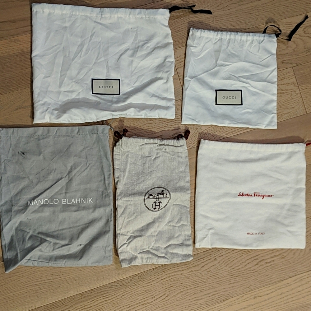 5 Authentic Designer Dustbags Gucci Hermes